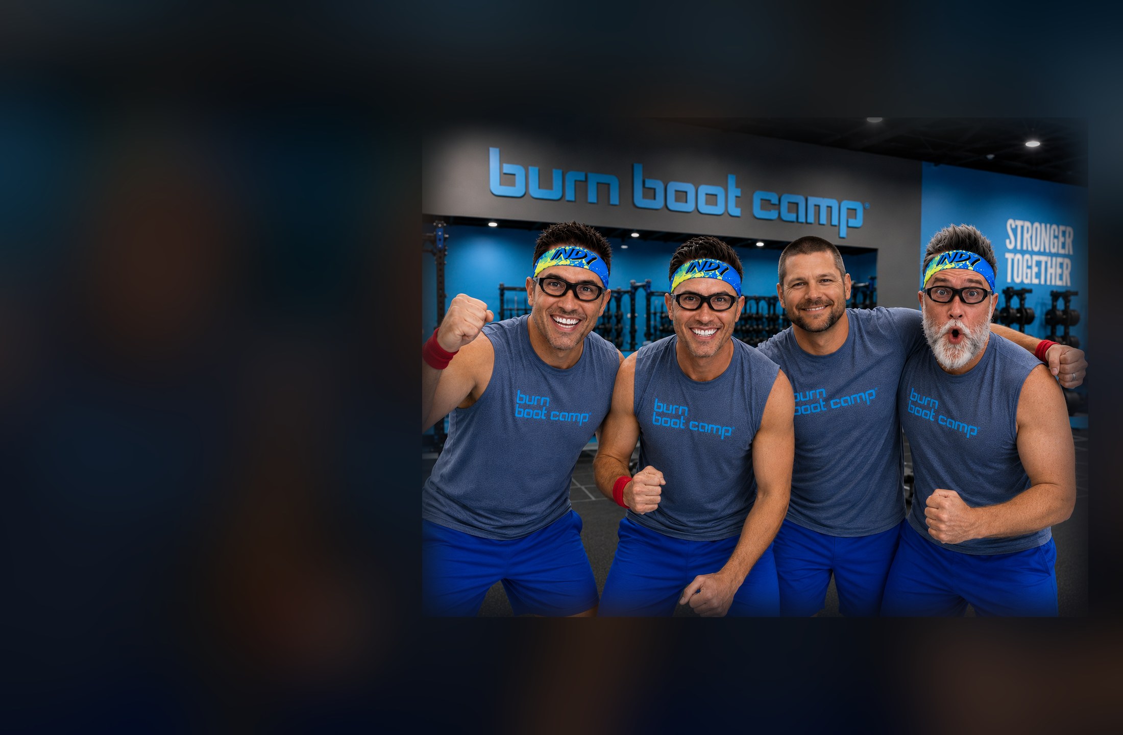 The team in Burn Boot Camp apparel at a Burn Boot Camp gym